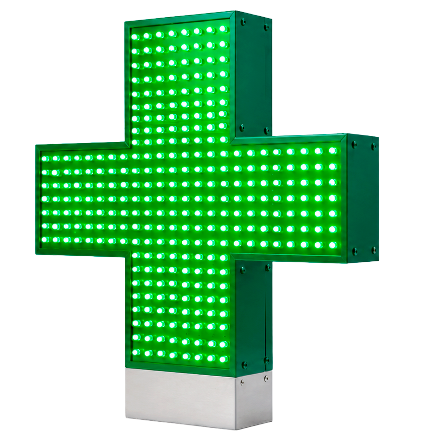 Programmable Pixels LED Pharmacy Cross projecting sign