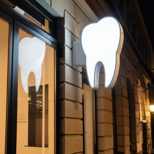 Banderola Luminosa LED con Forma de Muela Clínicas Dentales