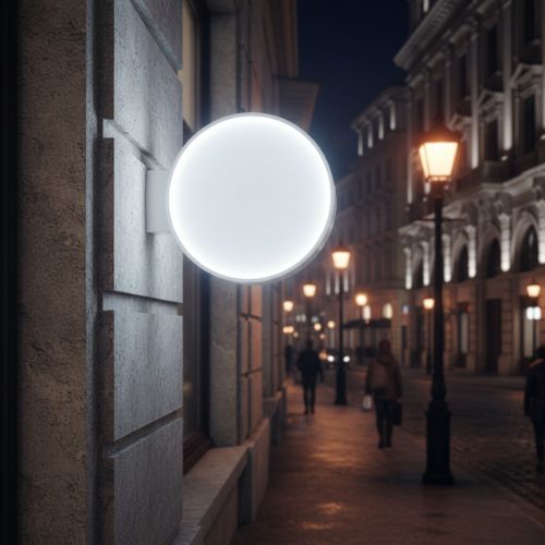  Illuminated Round projecting sign.